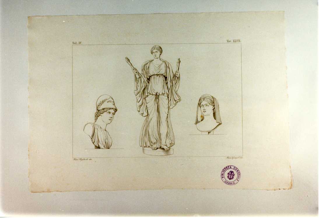 DIANA LUCIFERA; DUE TESTE MULIEBRI (stampa smarginata, serie) di Garzoli Francesco, Pagliuolo Francesco (sec. XIX)