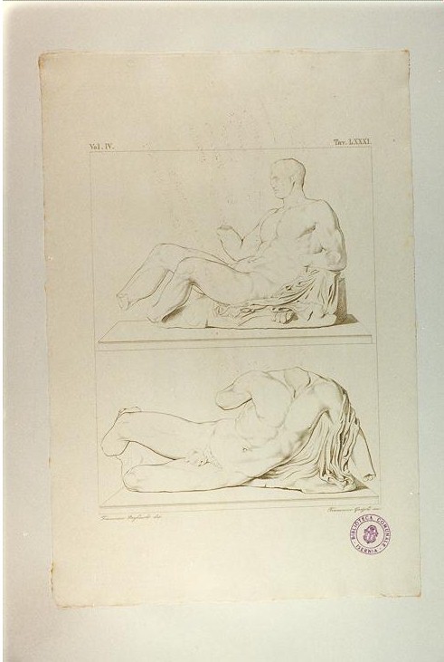 DUE FIGURE VIRILI (stampa smarginata, serie) di Garzoli Francesco, Pagliuolo Francesco (sec. XIX)