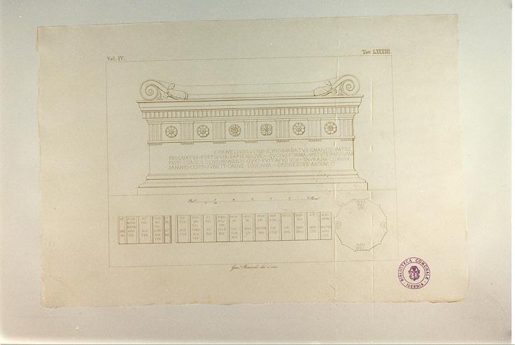 URNA DEGLI SCIPIONI; CANDELABRO (stampa smarginata, serie) di Bianchi Giuseppe (sec. XIX)