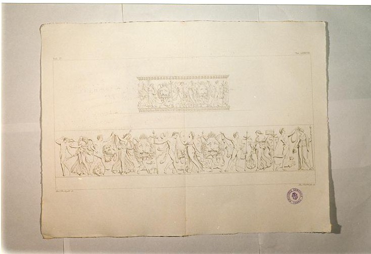 URNA RAFFIGURANTE UN BACCANTE (stampa smarginata, serie) di Del Vecchio Beniamino, De Angelis Vincenzo (sec. XIX)