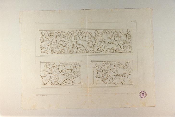 AMAZZONOMACHIA (stampa smarginata, serie) di Del Vecchio Beniamino, De Angelis Vincenzo (sec. XIX)
