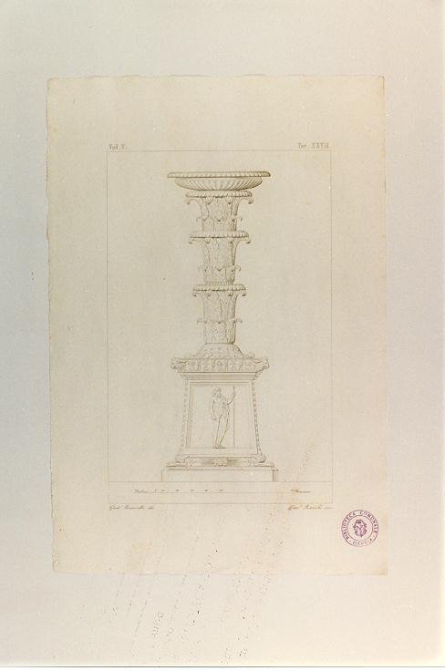 CANDELABRO BARBERINI, CANDELABRO CON FIGURA DI GIOVE (stampa smarginata, serie) di Bianchi Giuseppe, Biasiello Gaetano (sec. XIX)
