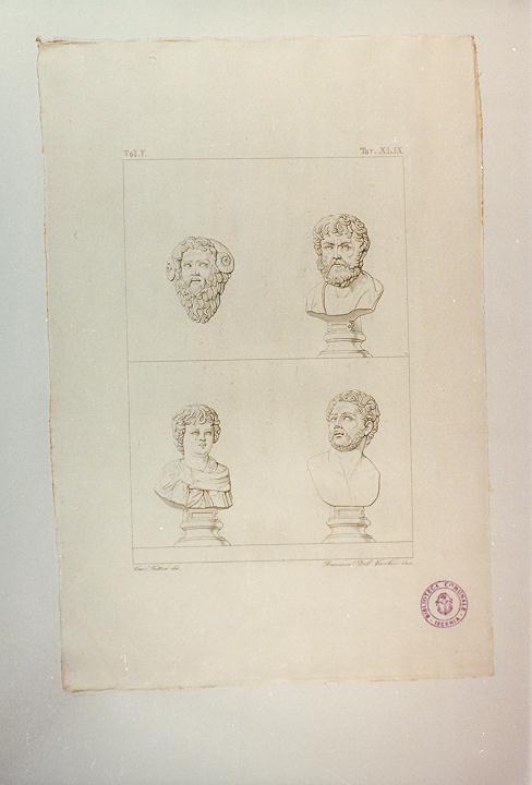 QUATTRO BUSTI (stampa smarginata, serie) di Del Vecchio Beniamino, Fattori Crescenzo (sec. XIX)