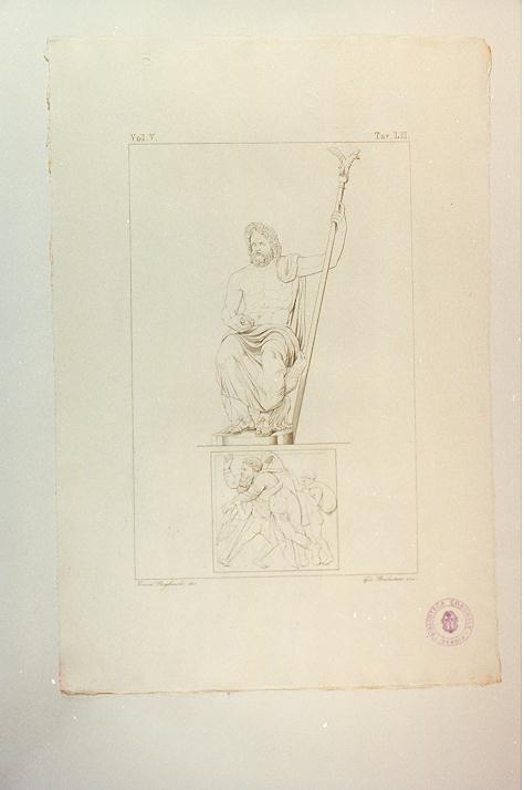 GIOVE E SILENO (stampa smarginata, serie) di Balestra Giovanni Battista, Pagliuolo Francesco (sec. XIX)