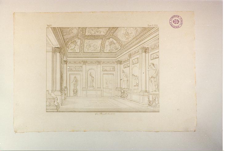 VEDUTA DELLA STANZA DELLE MASCHERE (stampa smarginata, serie) di Bianchi Giuseppe (sec. XIX)