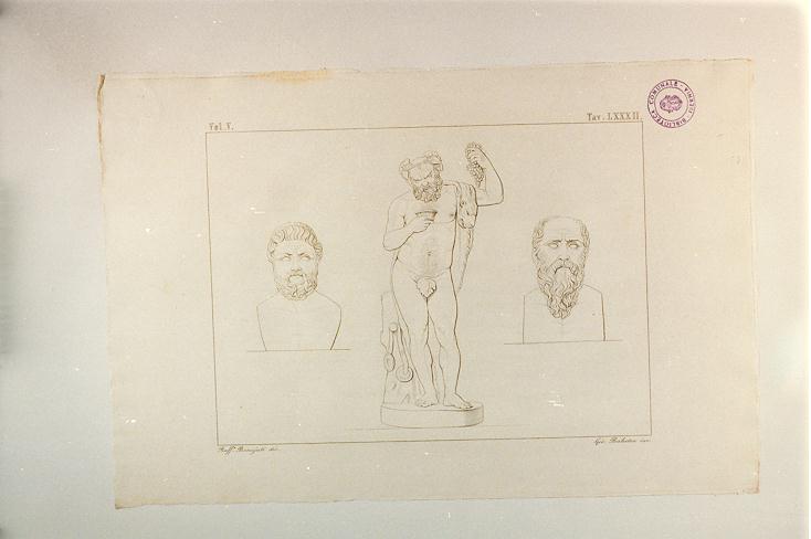 SILENO; SOFOCLE; DIOGENE (stampa, serie) di Balestra Giovanni Battista, Bonaiuti Raffaele (sec. XIX)