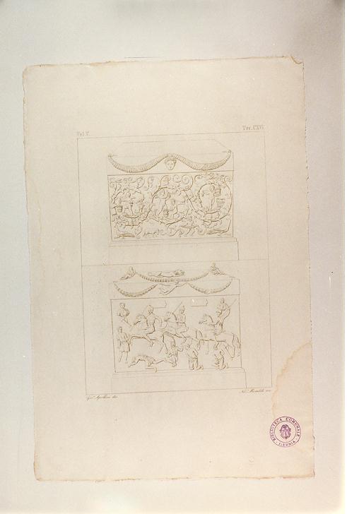 SARCOFAGO DI S. COSTANZA ED ELENA (stampa smarginata, serie) di Moraldi Nicola, Apolloni Girolamo (sec. XIX)