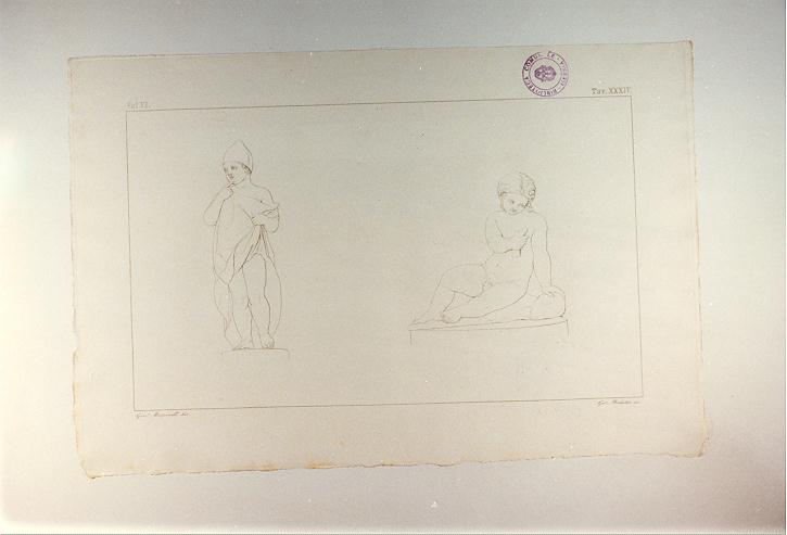 DUE PUTTI (stampa tagliata, serie) di Balestra Giovanni Battista, Mancinelli Giuseppe (sec. XIX)