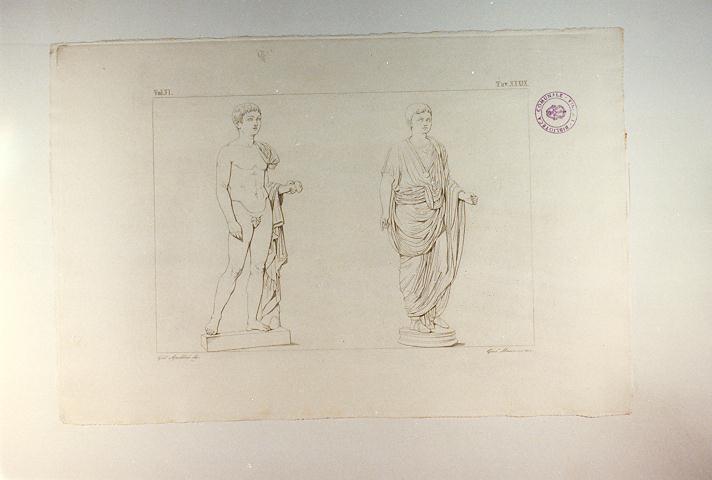 GIOVINETTO; ALTRA FIGURA MASCHILE (stampa tagliata, serie) di Marcucci Giuseppe, Apolloni Girolamo (sec. XIX)