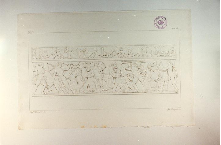 SARCOFAGO DI NIOBE (stampa tagliata, serie) di Bonaiuti Ignazio, Bonaiuti Raffaele (sec. XIX)