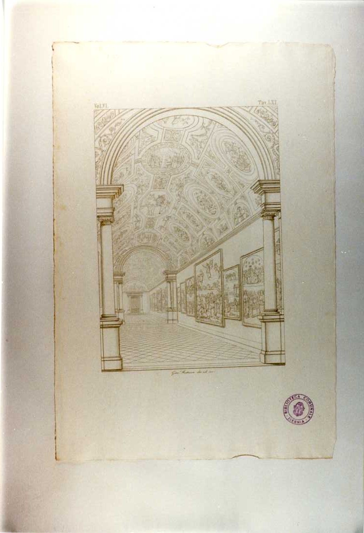VEDUTA DELLA GALLERIA DEI QUADRI (stampa tagliata, serie) di Fontana Giacomo (sec. XIX)