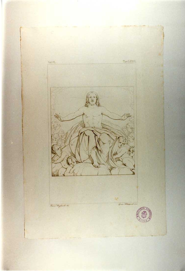 DIVINITA', CRISTO RISORTO (stampa tagliata, serie) di Allegri Antonio detto Correggio, Mitterpoch Gioacchino, Pagliuolo Francesco (sec. XIX)