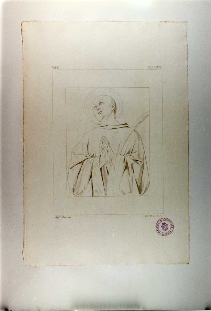 SAN PLACIDO, SAN PLACIDO (stampa tagliata, serie) di Vannucci Pietro detto Perugino, Consorti Girolamo, Pozzi Stefano (sec. XIX)