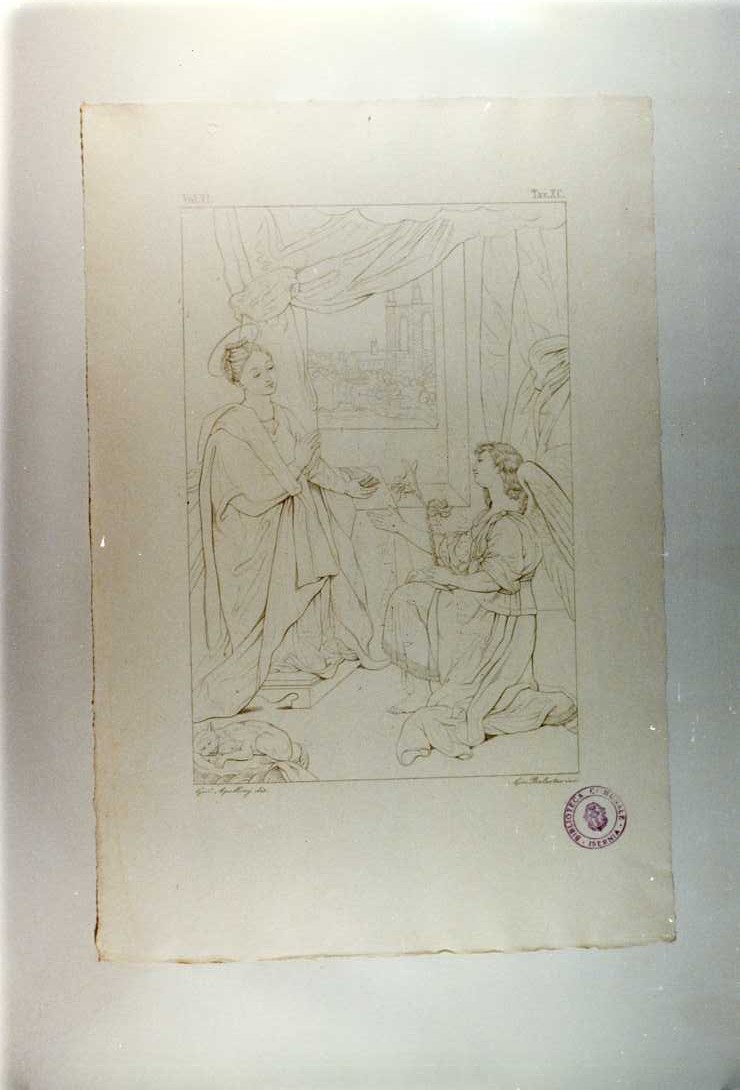 ANNUNCIAZIONE (stampa tagliata, serie) di Fiori Federico detto Federico Barocci, Balestra Giovanni Battista, Apolloni Girolamo (sec. XIX)