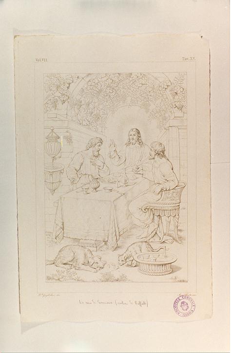 LA CENA DI EMMAUS (stampa, serie) di Sanzio Raffaello, Costa Annibale, Guglielmi Paolo (sec. XIX)