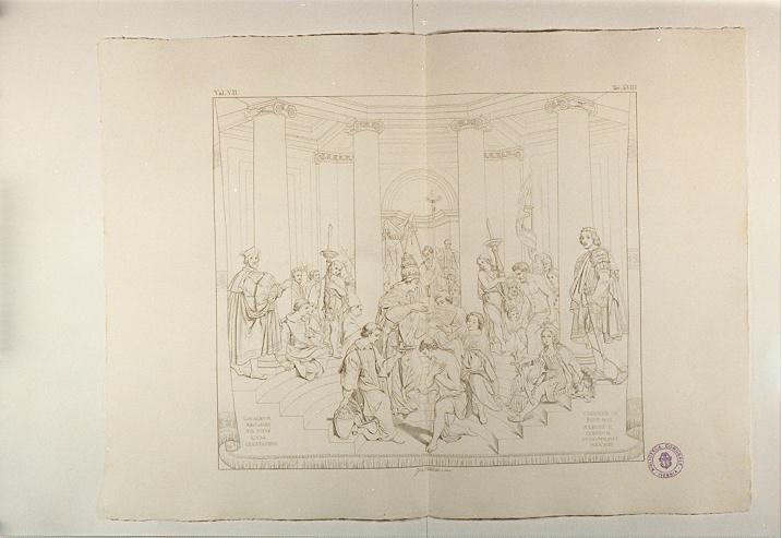 San Silvestro battezza l'imperatore Costantino (stampa, serie) di Penni Giovan Francesco detto il Fattore, Vitta Giuseppe (sec. XIX)