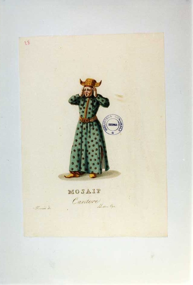 COSTUME DI CANTORE (stampa a colori tagliata, serie) di Ferrari F, Labruzzi L (prima metà sec. XIX)