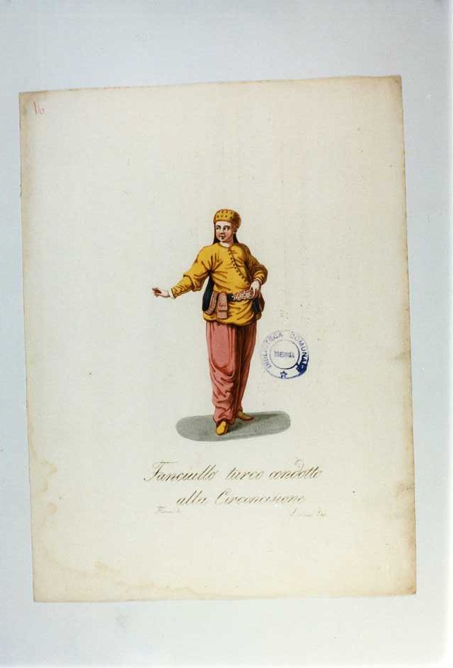 COSTUME DI FANCIULLO TURCO (stampa a colori tagliata, serie) di Ferrari F, Labruzzi L (prima metà sec. XIX)