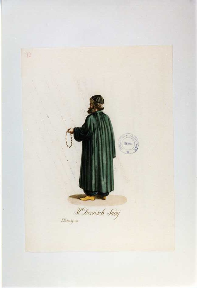 COSTUME MUSULMANO (stampa a colori tagliata, serie) di Labruzzi L (prima metà sec. XIX)