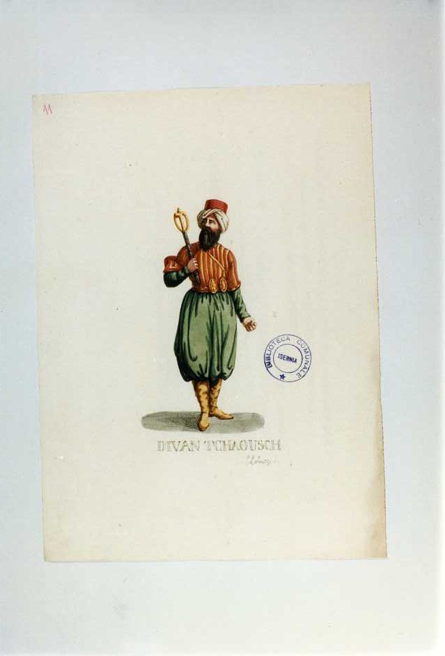 COSTUME MUSULMANO (stampa a colori tagliata, serie) di Labruzzi L (prima metà sec. XIX)