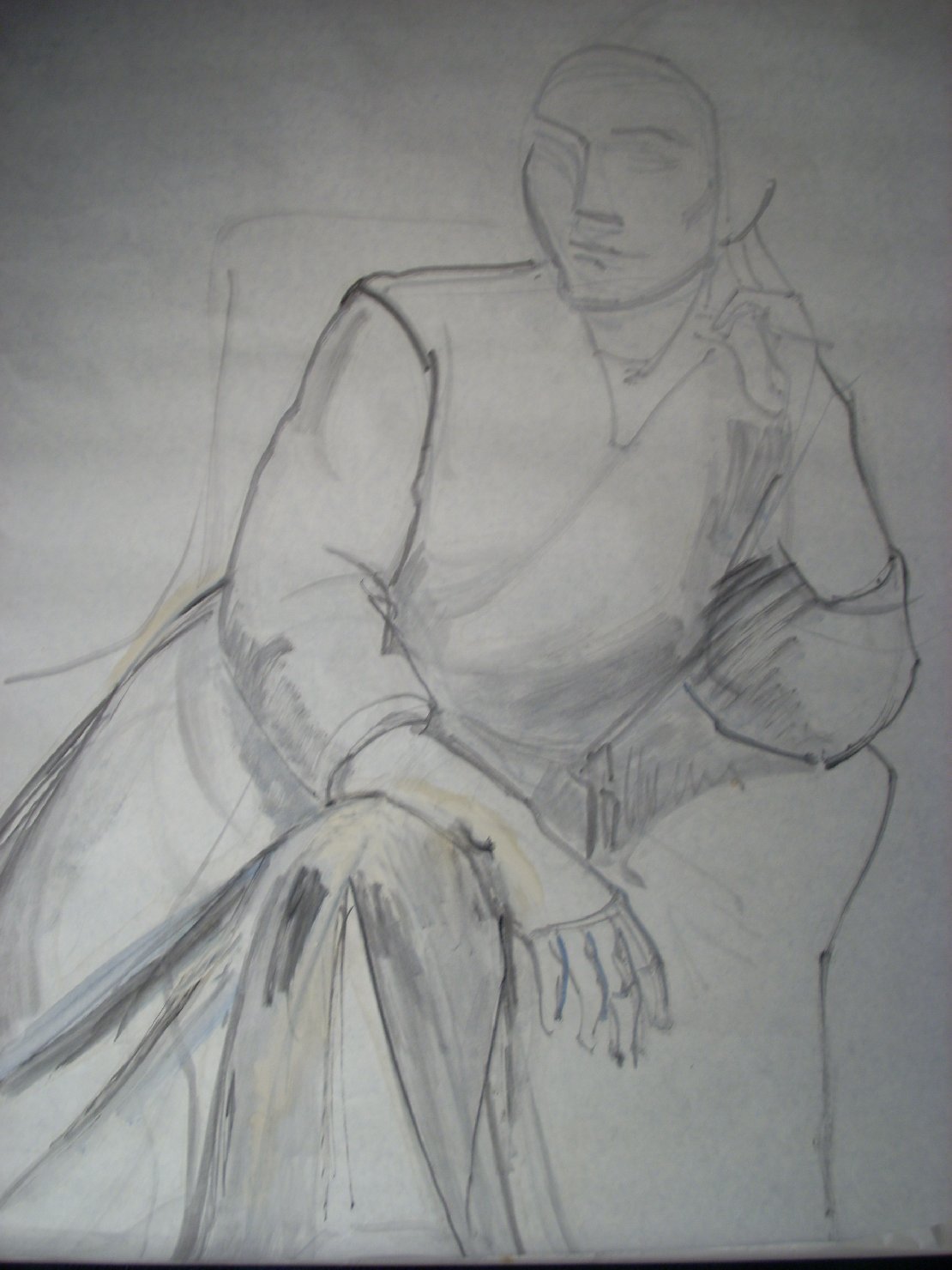 Schizzo in grigio 9, figura femminile seduta (disegno) di Ciamarra Elena (sec. XX)