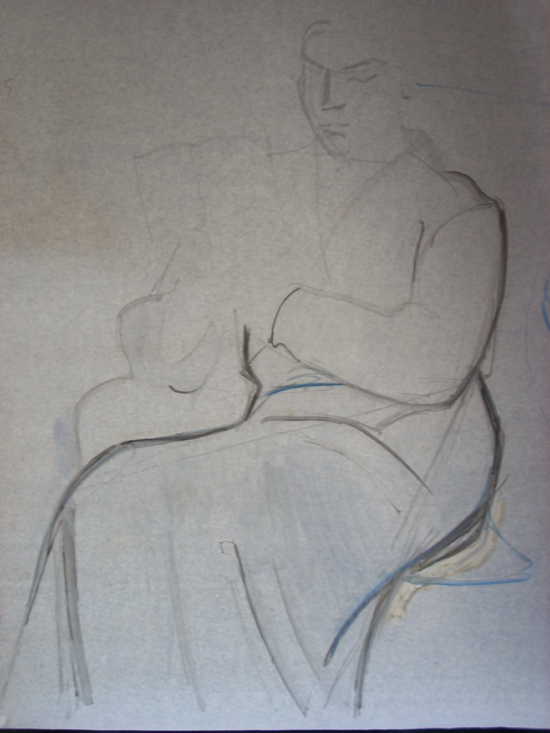 Minna che legge in vestaglia 1, figura femminile seduta (disegno) di Ciamarra Elena (sec. XX)