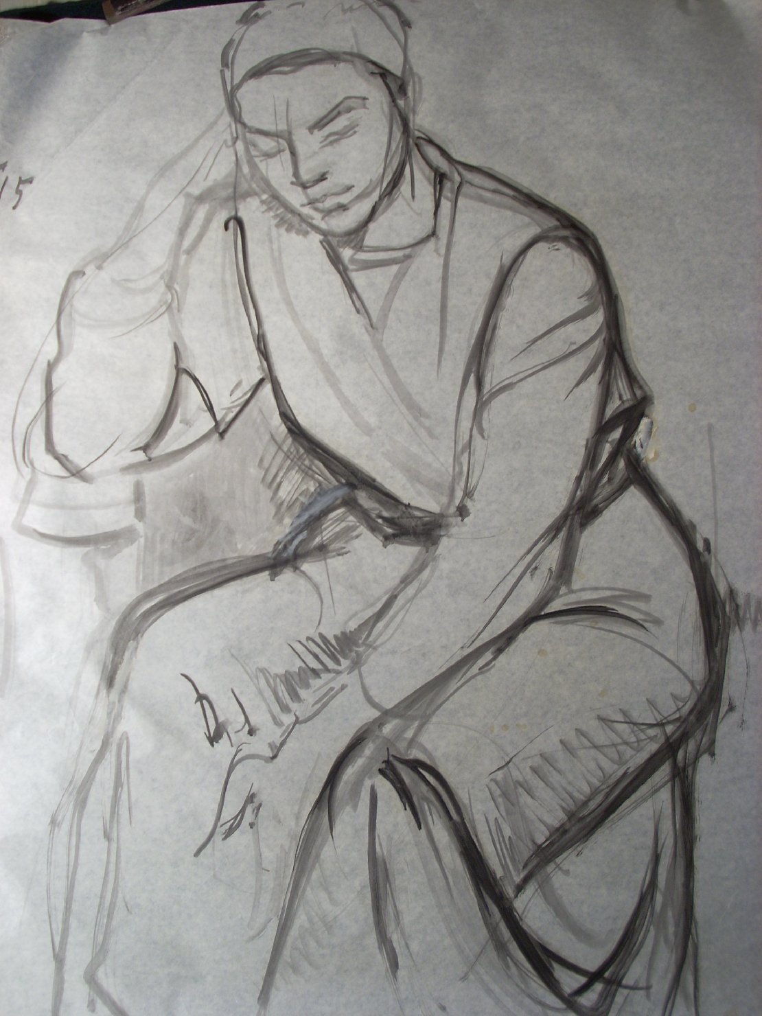 Schizzo in grigio 2, figura femminile seduta (disegno) di Ciamarra Elena (sec. XX)