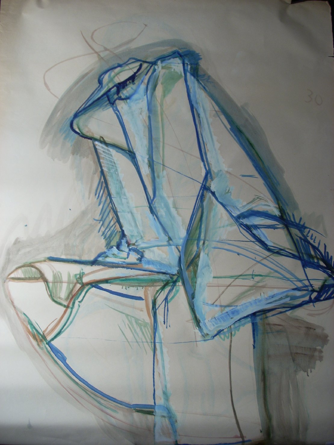 Piega in blu e nero (disegno) di Ciamarra Elena (sec. XX)