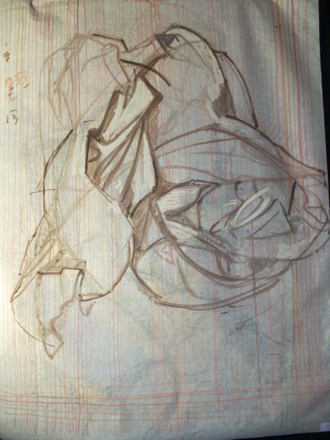 Piega in marrone (disegno) di Ciamarra Elena (sec. XX)