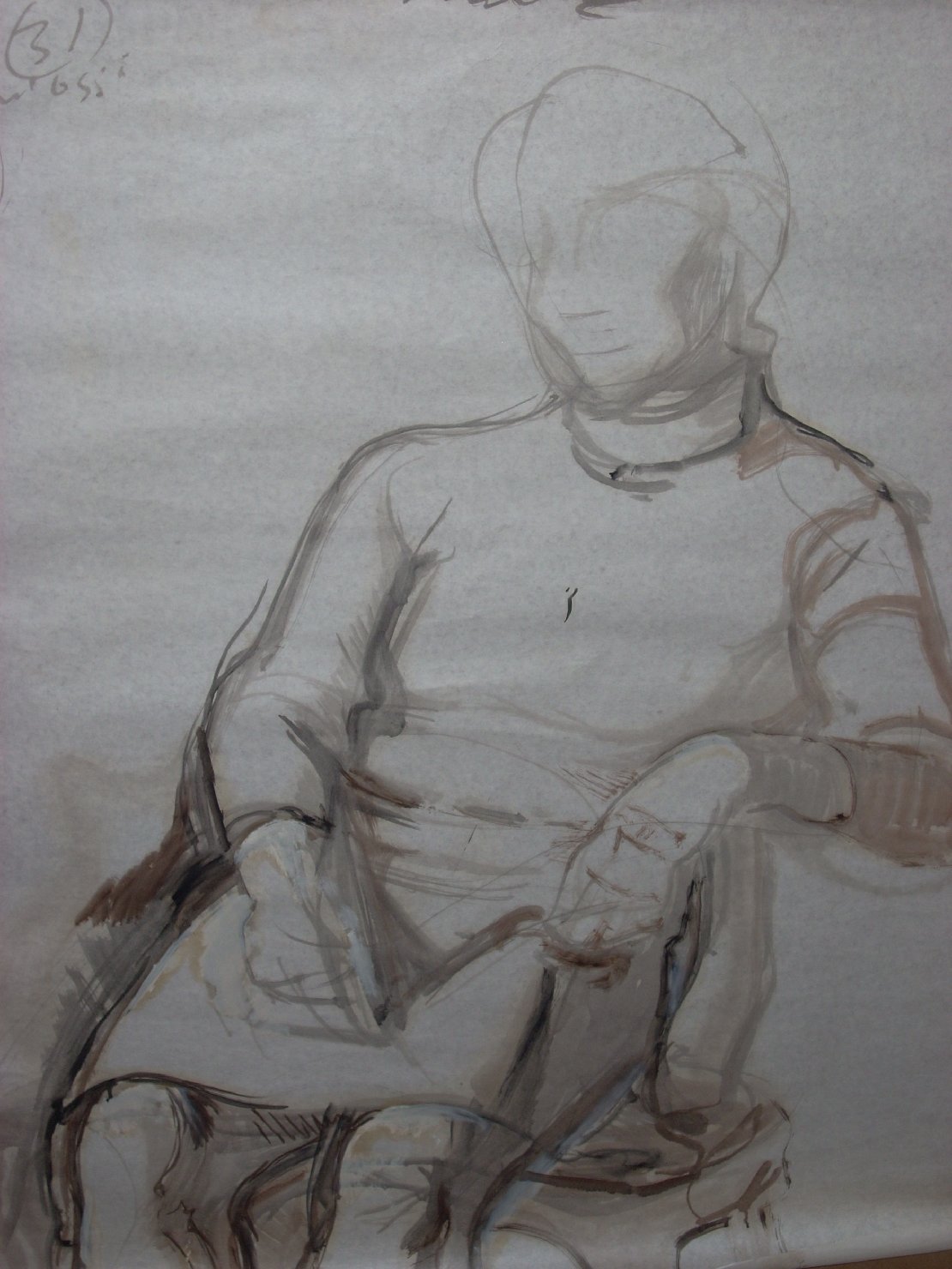 Figura non finita in nero, figura femminile (disegno) di Ciamarra Elena (sec. XX)