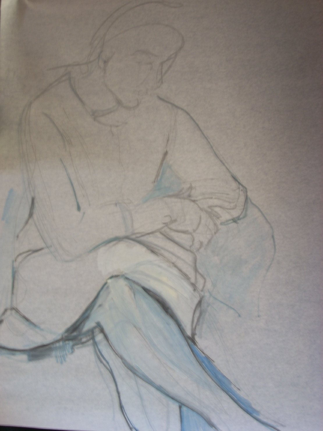 Donna chinata a destra, figura femminile seduta (disegno) di Ciamarra Elena (sec. XX)