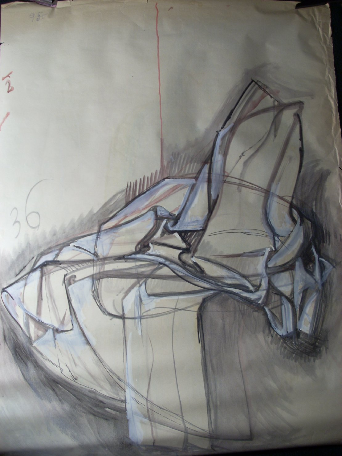 Piega in grigio (disegno) di Ciamarra Elena (sec. XX)