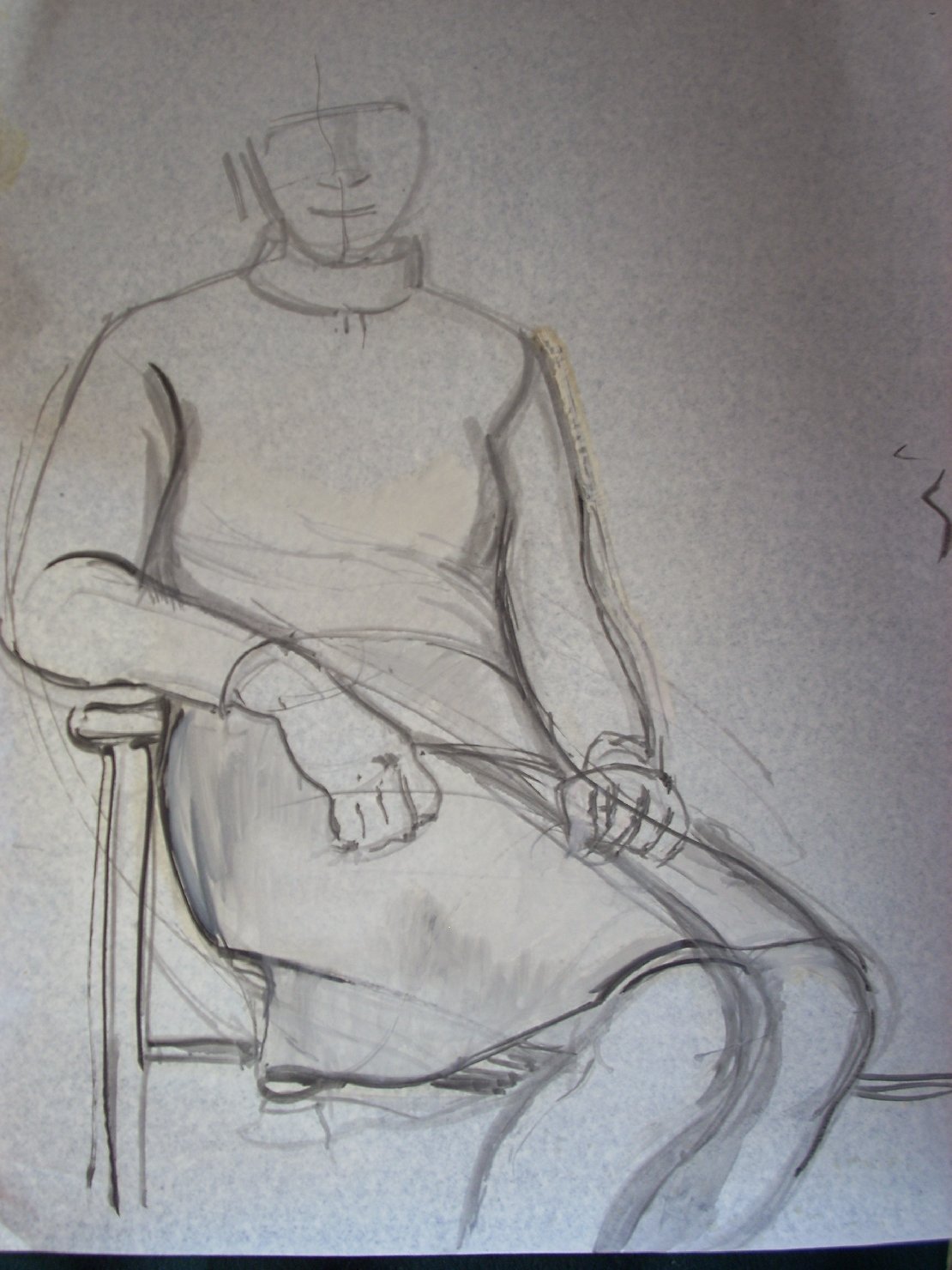 Abbozzo di donna con gonna grigia, figura femminile seduta (disegno) di Ciamarra Elena (sec. XX)