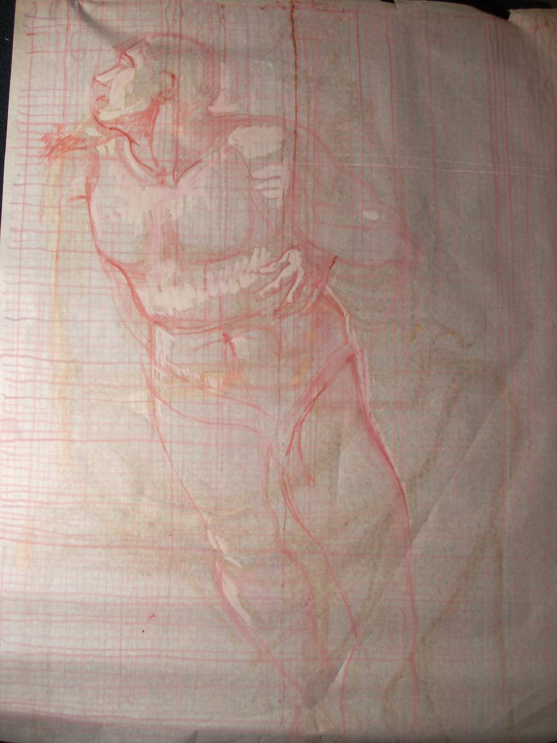 Studio di figura maschile in rosa, figura maschile (disegno) di Ciamarra Elena (sec. XX)