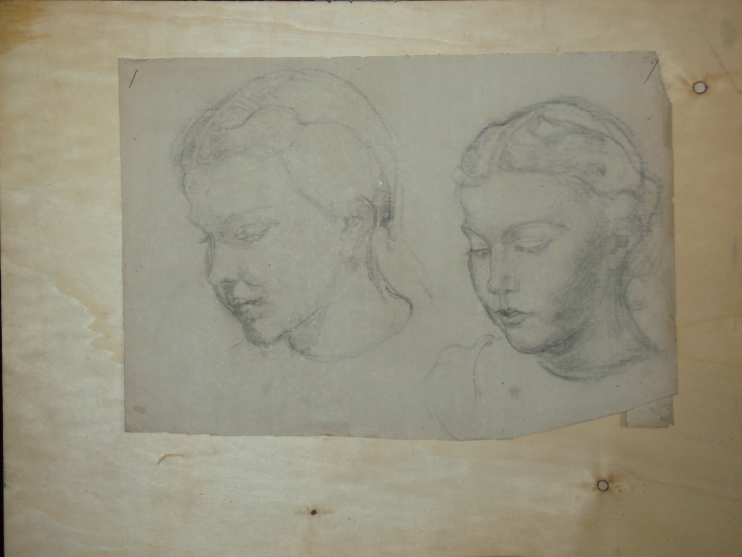 Doppia Minna di tre quarti 1, bambina (disegno) di Ciamarra Elena (sec. XX)