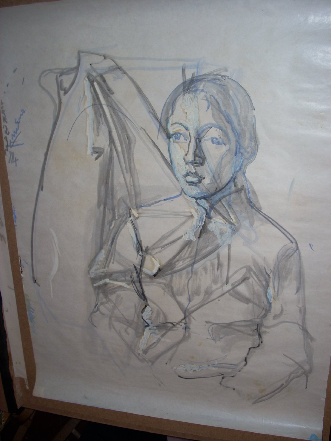 Busto di ragazzino con piega, figura maschile (disegno) di Ciamarra Elena (sec. XX)