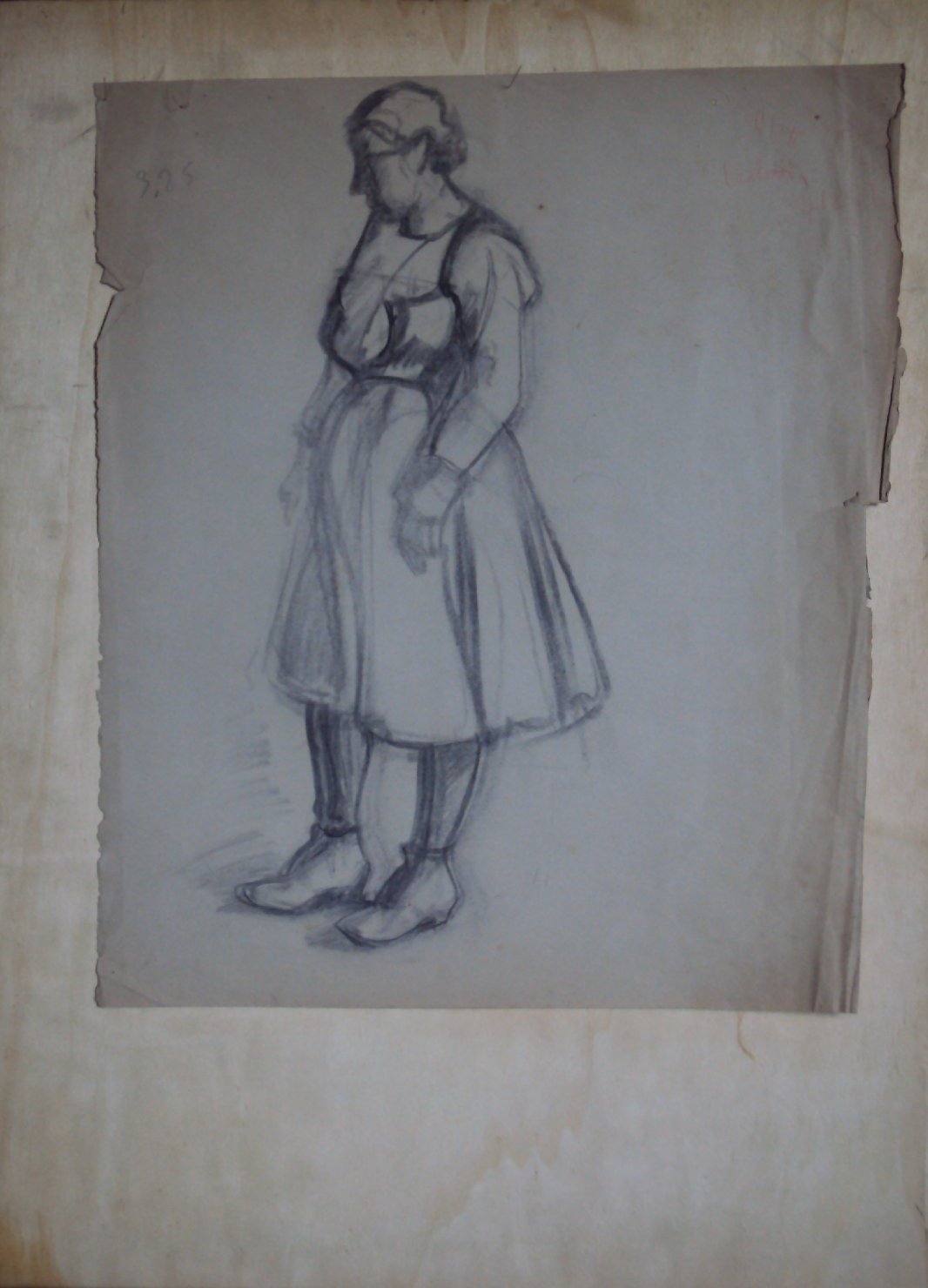Donna in piedi, donna in piedi vista di profilo (disegno) di Ciamarra Elena (sec. XX)