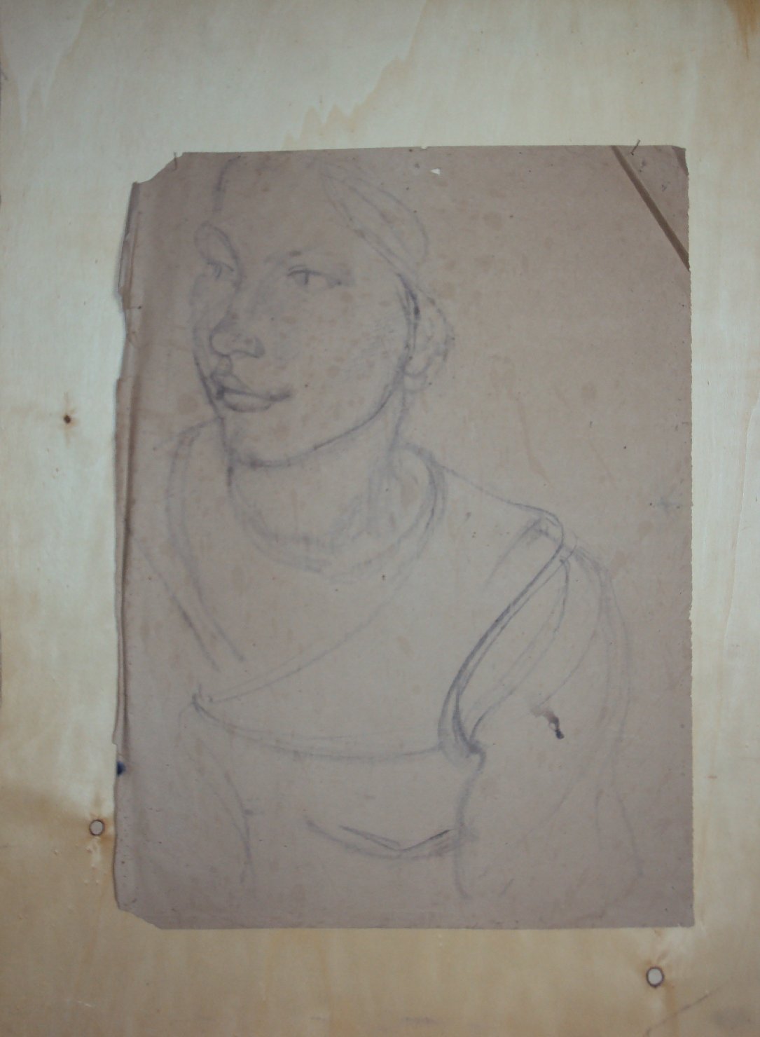 Busto tre quarti, figura femminile (disegno) di Ciamarra Elena (sec. XX)