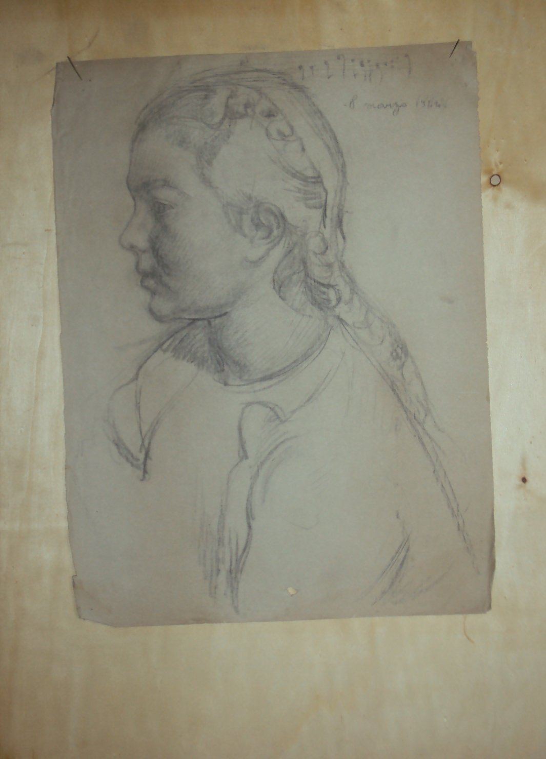 Profilo di Minna a 12 anni, bambina (disegno) di Ciamarra Elena (sec. XX)