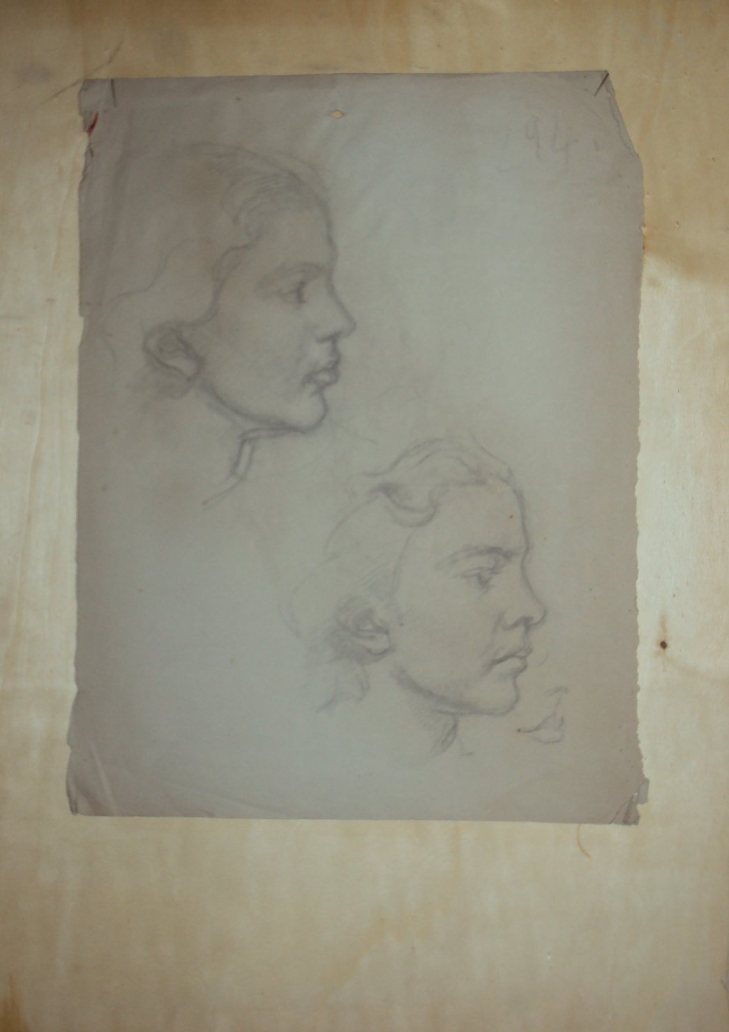 Doppio profilo di Minna in diagonale, bambina (disegno) di Ciamarra Elena (sec. XX)