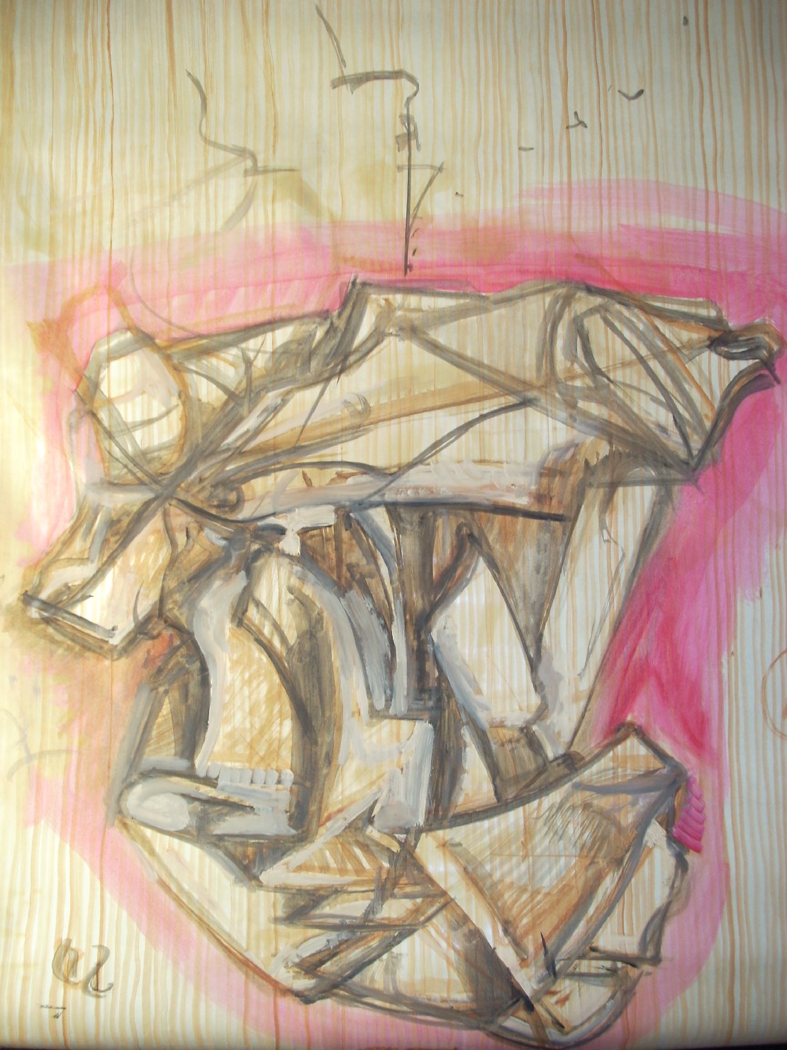Piega in marrone su fondo rosa (disegno) di Ciamarra Elena (sec. XX)