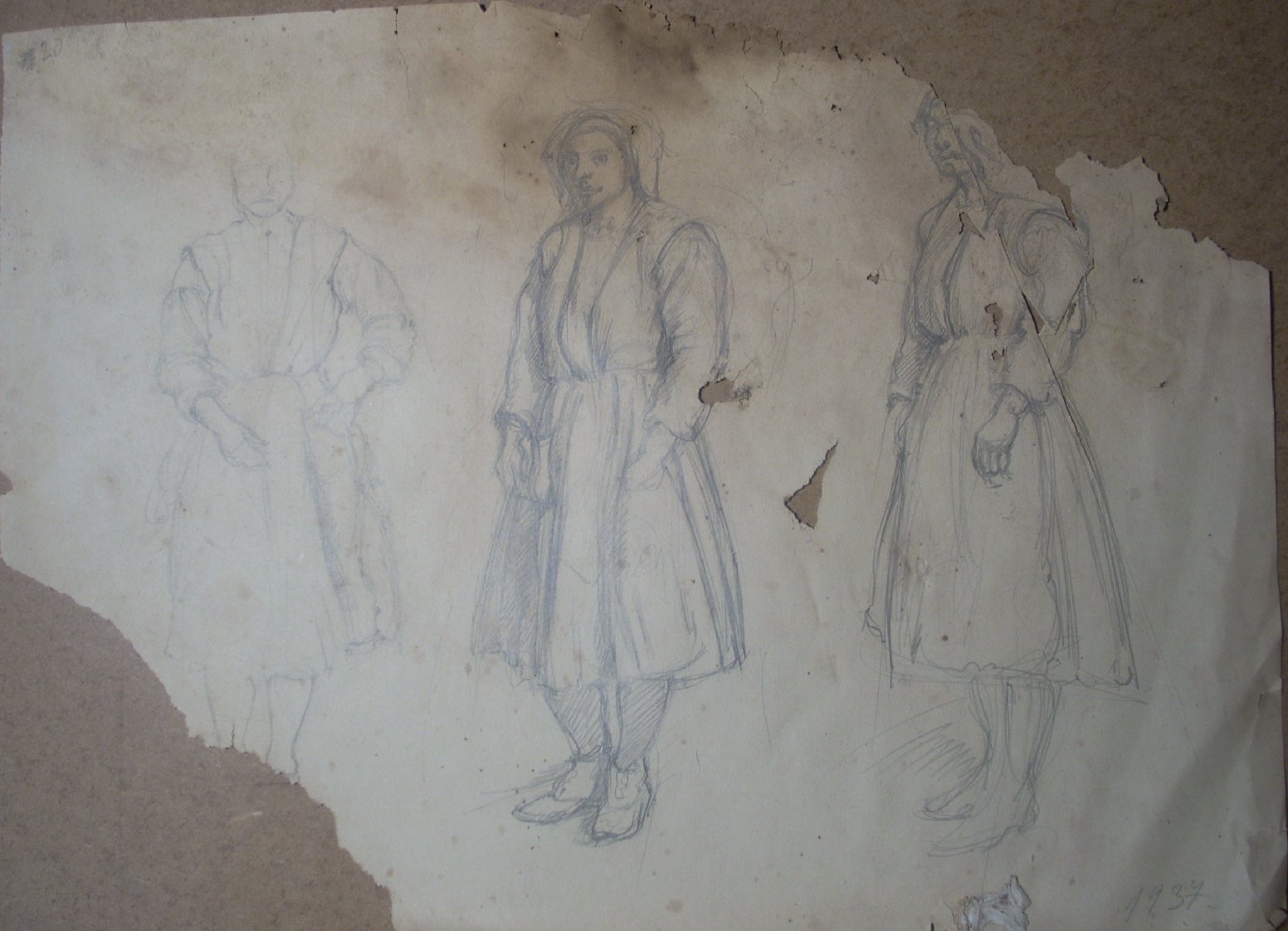 Schizzi vari di Assunta 29, figura femminile (disegno) di Ciamarra Elena (sec. XX)