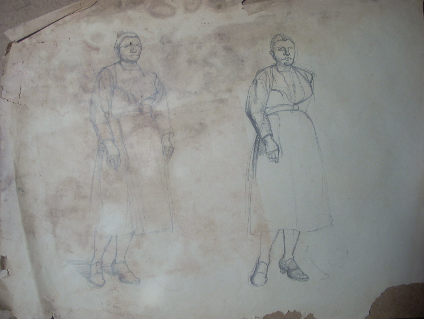 Schizzi vari di Assunta 25, figura femminile (disegno) di Ciamarra Elena (sec. XX)