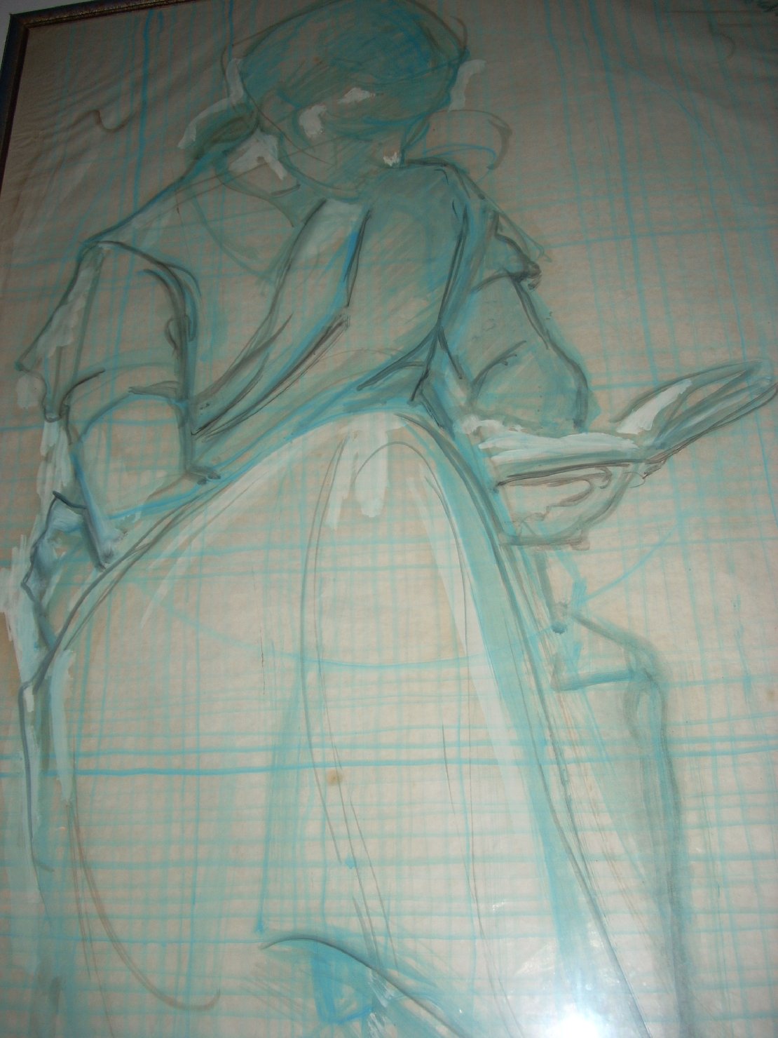 Minna lettrice, figura femminile seduta (disegno) di Ciamarra Elena (sec. XX)
