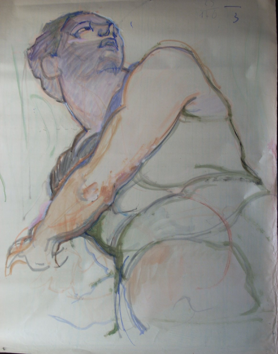 Grande schizzo di Giona 5 (Cappella Sistina), Giona (disegno) di Ciamarra Elena (sec. XX)