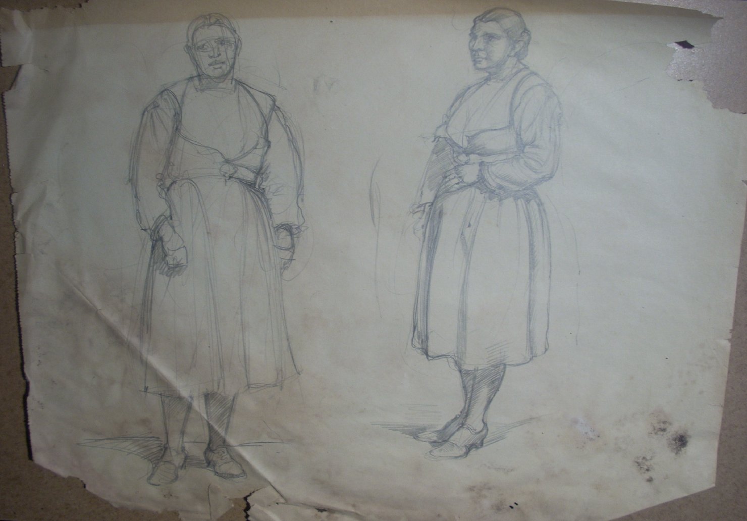 Schizzi vari di Assunta 21, figura femminile (disegno) di Ciamarra Elena (sec. XX)