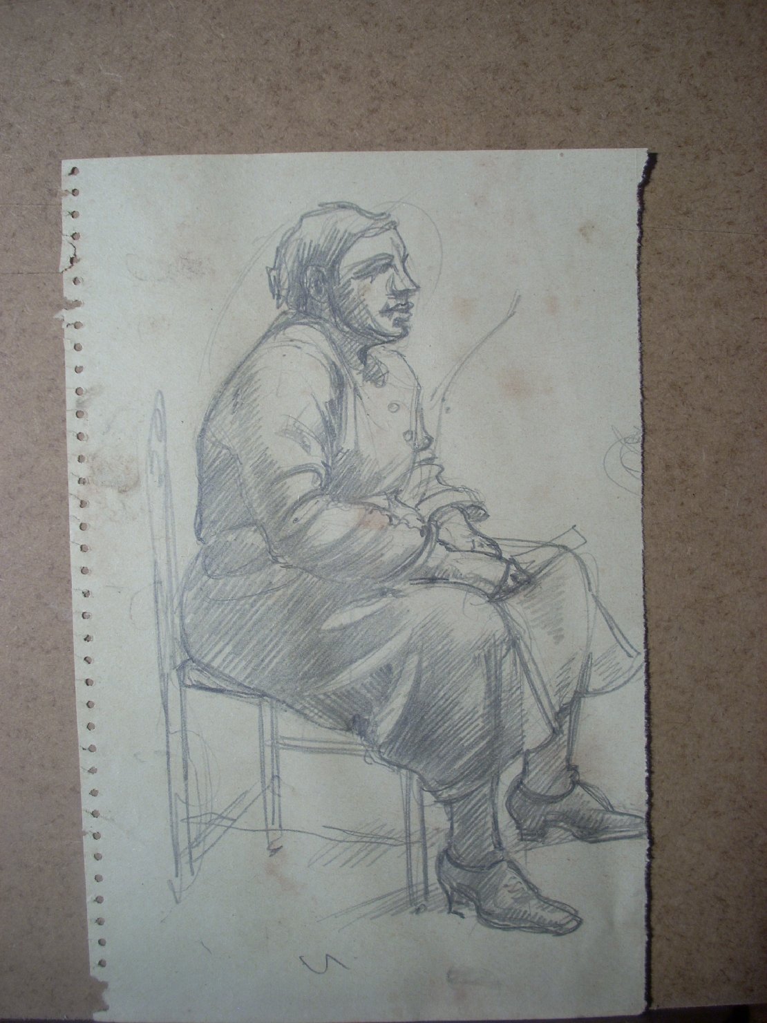 Schizzi vari di Assunta 184, figura femminile seduta (disegno) di Ciamarra Elena (sec. XX)