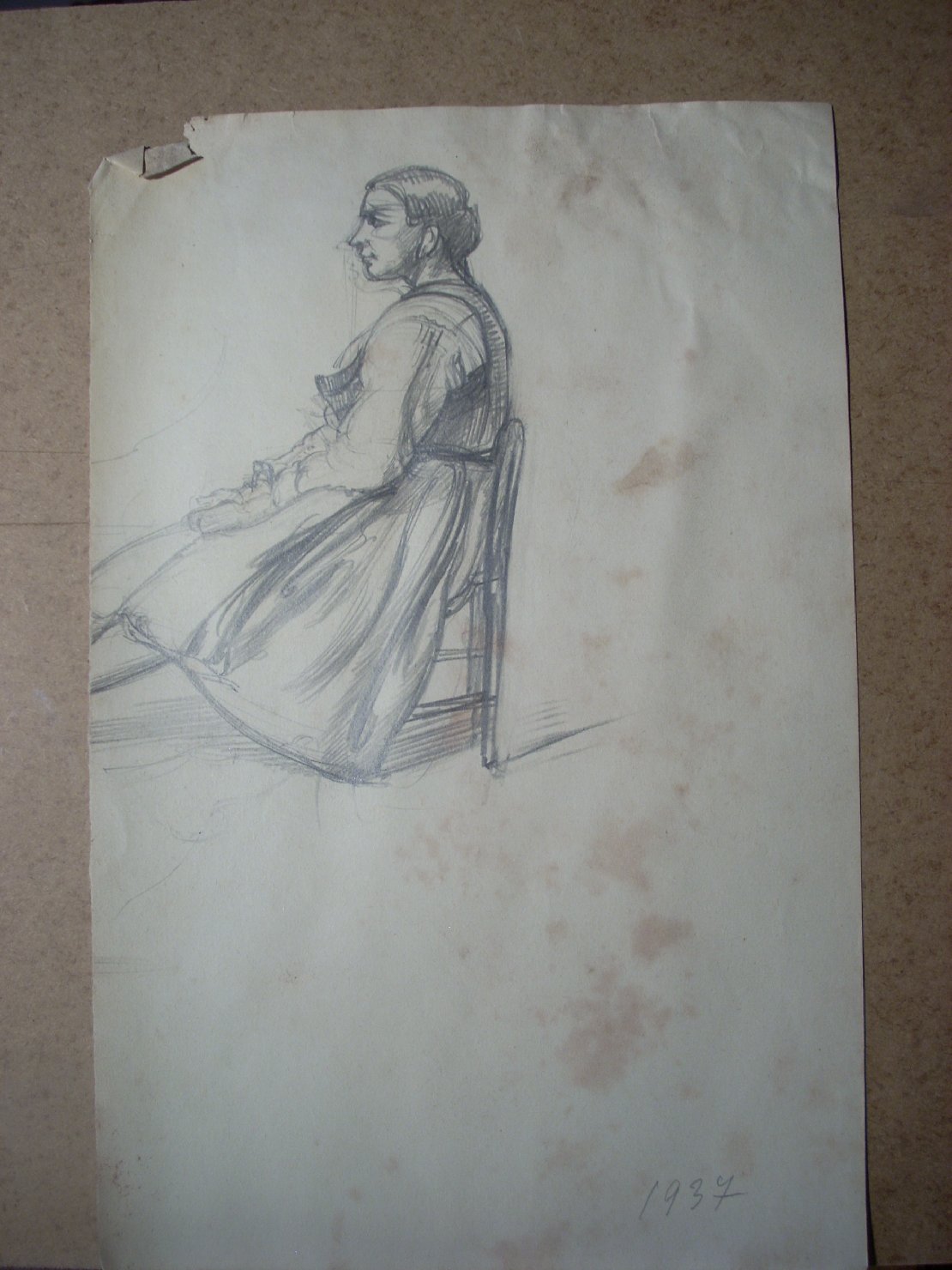 Schizzi vari di Assunta 192, figura femminile (disegno) di Ciamarra Elena (sec. XX)