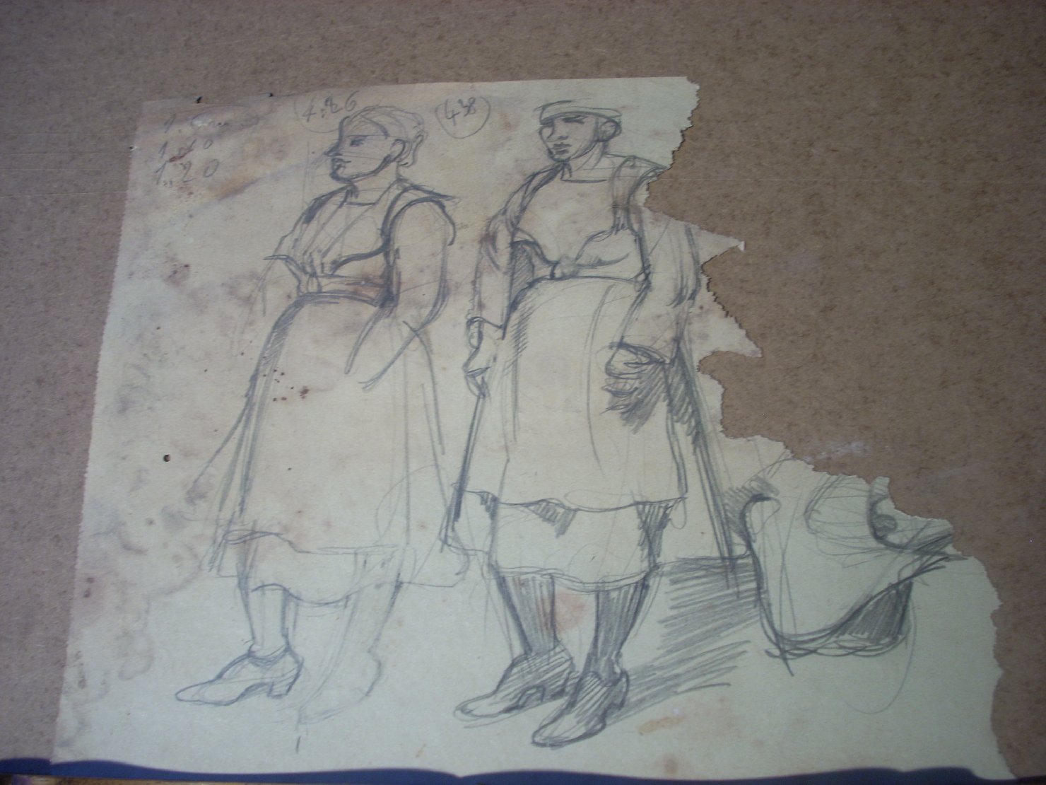 Schizzi vari di Assunta 73, figura femminile (disegno) di Ciamarra Elena (sec. XX)