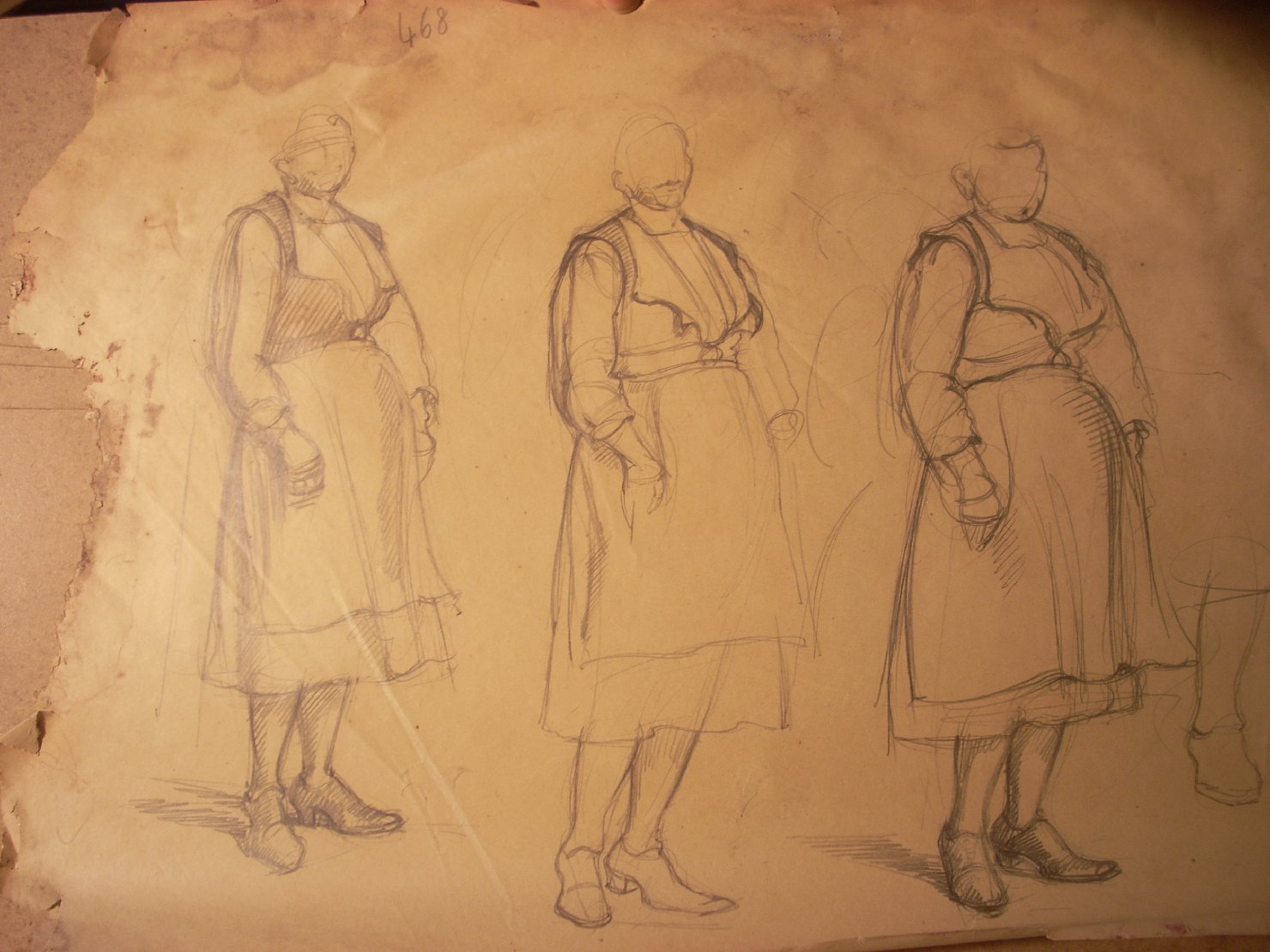 Schizzi vari di Assunta 108, figura femminile (disegno) di Ciamarra Elena (sec. XX)